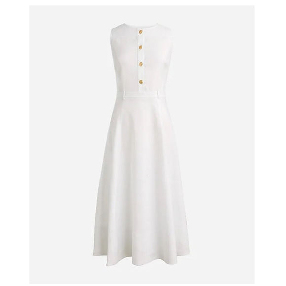 J.Crew Dresses & Skirts - J. Crew Factory White Sleeveless Midi Dress with Gold Buttons
